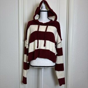 Arizona Jean Company Cozy Red and Cream Striped Sweater